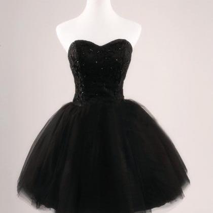 Black Ball Gown Sweetheart Short Prom..