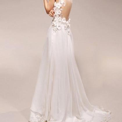 A-line V-neck Neckline Court Train Wedding Dress/..