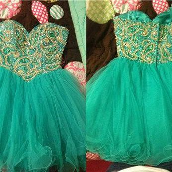 Sweetheart Green Ball Gown Short/ Mini Prom..