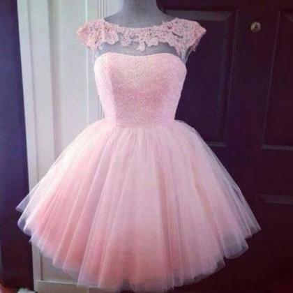 Custom Made A Line Short Pink Prom Dresses,..