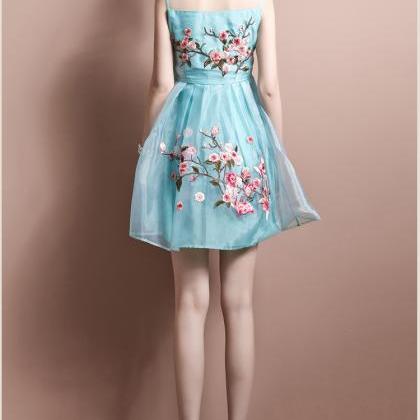 2015 Style Organza Short Prom Dresses, Flower..