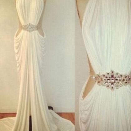 Custom Made A Line Ivory/ Black Long Prom Dresses,..