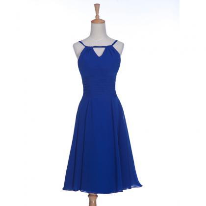 Custom Made Round Neck Short Blue Prom Dresses,..