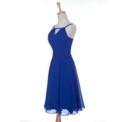 Custom Made Round Neck Short Blue Prom Dresses,..