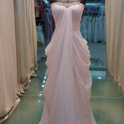 Custom Made Sweetheart Neck Pink Floor Length Prom..