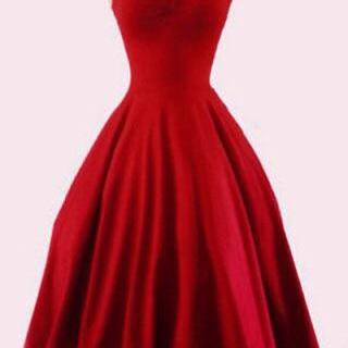 A Line Short Red Prom Dresses, Short Red..