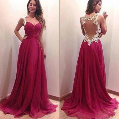 Custom Made A Line Sweetheart Neckline Dark Red Backless Prom Dresses, Formal Dresses, Evening Dresses