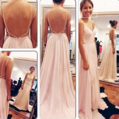 Custom Made A Line Sweetheart Neck Pink Backless Long Prom Dresses, Long Formal Dresses
