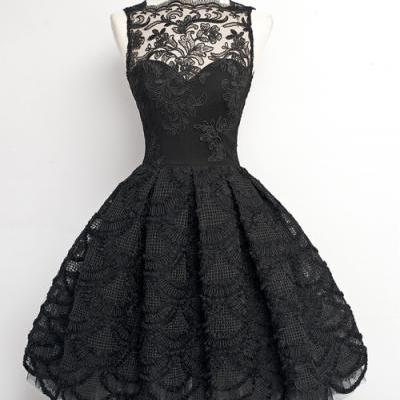 Custom Made A Line Black Lace Prom Dresses, Homecoming Dresses, Cocktail Dresses