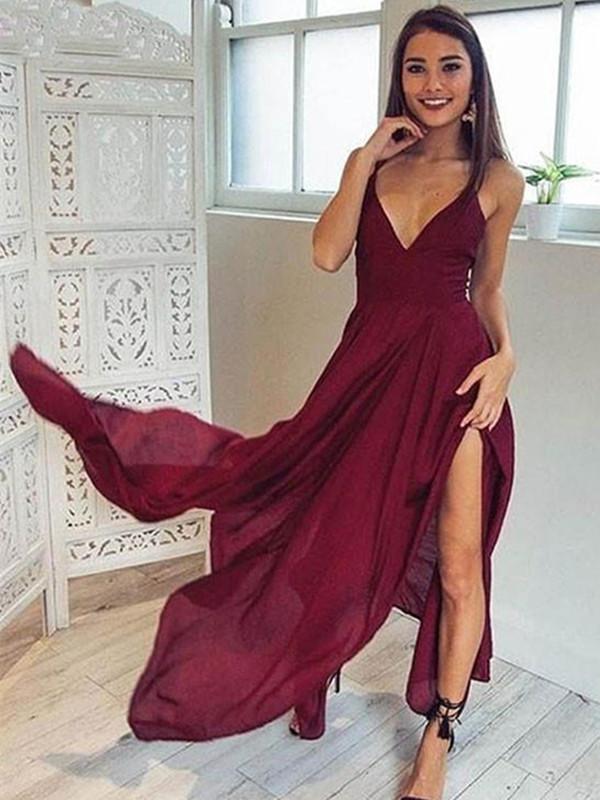 V Neck Floor Length Burgundy Prom Dress Burgundy Maroon Formal Dresses On Luulla