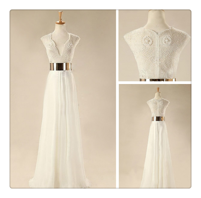 Custom Made White Floor Length Prom Dresses, Wedding Dresses, Dresses For Prom, Evening Dresses