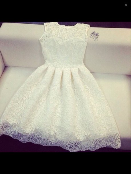 Custom Made A Line Short White Lace Prom Dresses, Short White Lace Formal Dresses, Short White Lace Party Dresses
