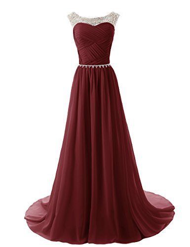 Custom Made A Line Round Neckline Maroon Long Prom Dresses 2015, Long Formal Dresses