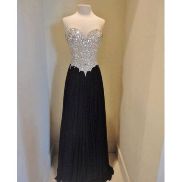 Custom Made A Line Sweetheart Neckline Long Black Prom Dresses, Black Evening Dresses