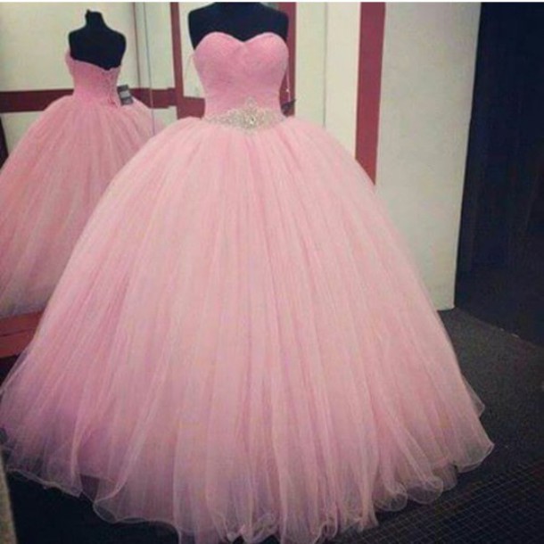 Custom Made Sweetheart Neckline Floor Length Pink Prom Dresses, Pink Ball Gown