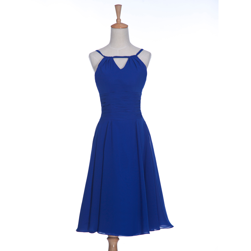 Custom Made Round Neck Short Blue Prom Dresses, Short Bridesmaid Dresses