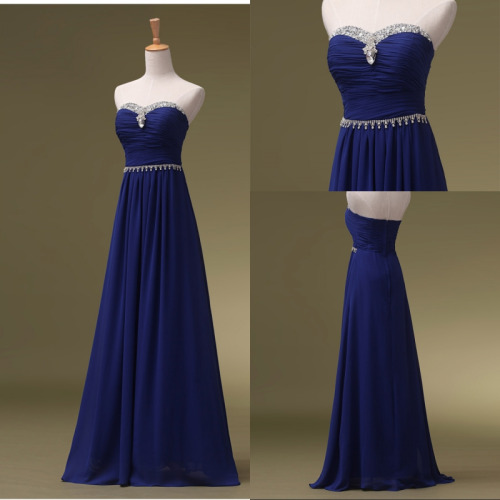 Custom Made Royal Blue Sweetheart Neck Long Prom Dresses, Evening Dresses