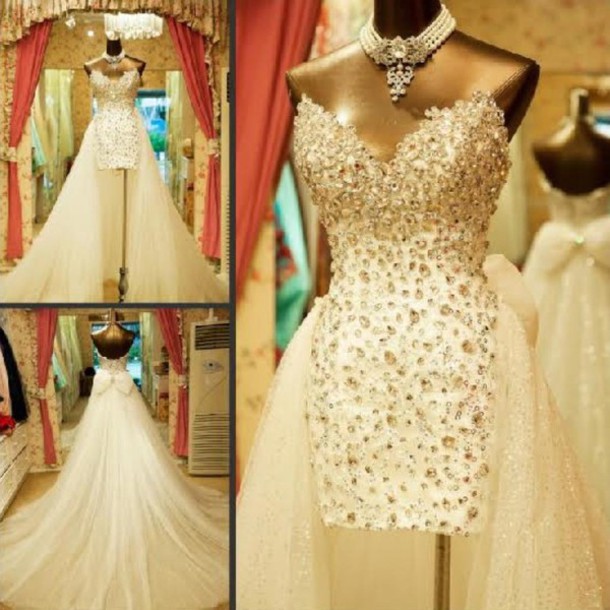 Custom Made High Low White Prom Dresses, High Low Wedding Dresses