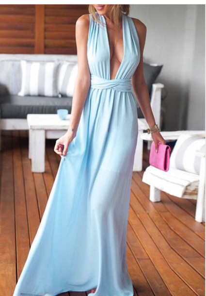 Custom Made A Line Sexy Blue Prom Dresses, Party Dresses