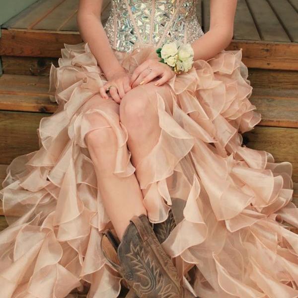 Custom Made Pink High Low Prom Dresses, Evening Dresses, Party Dresses, Formal Dresses main image 1
