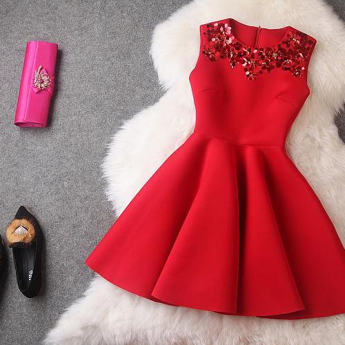 Red/Pink/Black Short Summer Dresses 2015
